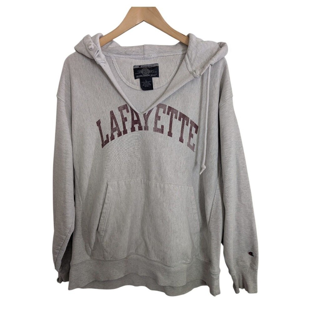 Lafayette Champion ORIGINAL REVERSE WEAVE Gray Hoodie Sweatshirt Mens Size LARGE